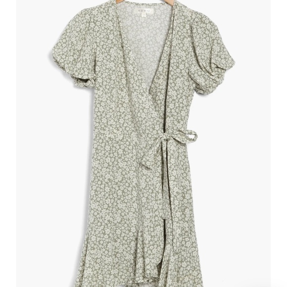 Row A Floral Puff Sleeve Wrap Minidress - Picture 3 of 13